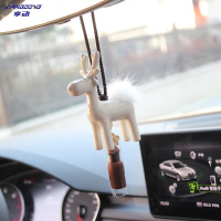 享动小清新一鹿平安汽车挂件车内吊饰可爱小鹿简约后视镜挂饰饰品女 深咖色水貂毛一鹿平安车挂