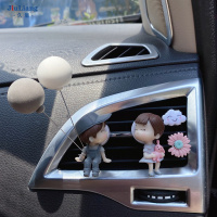 久量汽车创意可爱情侣气球出风口挂件空调香薰香水车载装饰车内饰品女 气球情侣+花+云朵香薰
