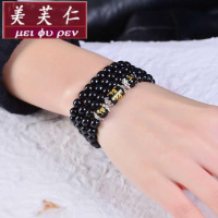 美芙仁黑曜石十二生肖手链多圈手串送女友闺蜜送男友