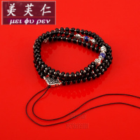 美芙仁黑玛瑙圆珠链磨砂配链吊坠配饰项链纯银配件DIY饰品