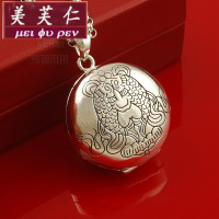 美芙仁S925纯银项链双鱼可打开装照片嘎乌盒吊坠吉祥图案刻字