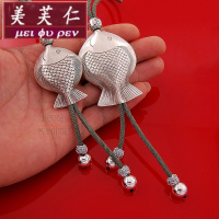 美芙仁手工制作年年有鱼S925纯银毛衣链小鱼大吊坠挂件长项链裙子链