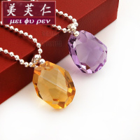 美芙仁精选5A级紫水晶不规则切面许愿石吊坠聚财锁骨项链