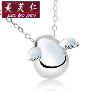 美芙仁S925纯银项链女配饰天使之翼翅膀蛋银吊坠简约可爱锁骨链子银饰品