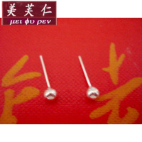 美芙仁999纯银耳钉 纯手工打制 实心圆珠足银耳钉 银耳饰