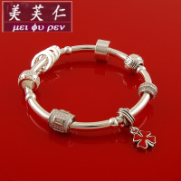 美芙仁设计手串四叶转运珠手链女纯银超闪微镶韩版饰品