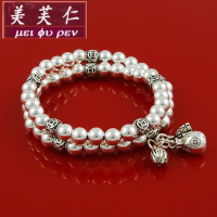 美芙仁设计手链S925纯银光面珠子甜美时尚饰品多层女手串
