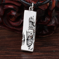 美芙仁银吊坠男纯银半面佛复古银坠子个性潮人男生银佛牌佛像挂坠
