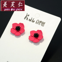 美芙仁S925银针时尚甜美邹菊花朵耳钉耳环可爱气质耳坠耳饰韩版百搭女定制七夕情人节
