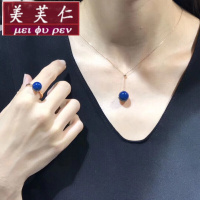 美芙仁2020新多米尼加蓝珀吊坠琥珀仿蜜蜡锁骨链女款净水蓝珀纯银项链