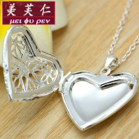 美芙仁DIY相盒项链水滴爱心项链镂空吊坠可打开放小照片纪念寓意七夕情人节