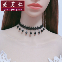 美芙仁复古优雅新娘项链女白色蕾丝颈链珍珠流苏锁骨链脖子链网红饰品