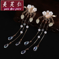 美芙仁饰季儿童古风头饰复古代花朵水滴发夹女童汉服吊坠边夹流苏古装发饰品