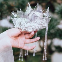 美芙仁汉服头饰流苏头冠发夹步摇边夹古风发饰盘发冠少女古装配饰品全套