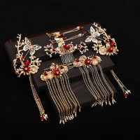 美芙仁中式新娘汉服头饰套装流苏龙凤褂古风发饰结婚红色古装秀禾服凤冠