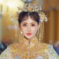 美芙仁秀禾服头饰新娘 中式古装结婚套装 金色蝴蝶凤冠2020新款秀禾发饰