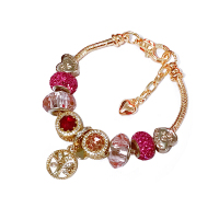 美芙仁 韩版简约圣诞树吊坠手链女潘家风格海洋之心Diy琉璃珠手环手镯女