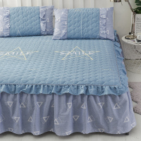 南极人(NanJiren)家纺 全棉夹棉床裙单件床罩床垫保护套荷叶边床套防滑防尘罩1.8m床其他