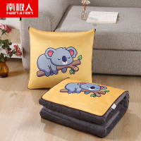 南极人(NanJiren)家纺 卡通加厚保暖双面绒水晶绒多功能两用抱枕被子保暖午休靠垫被