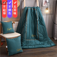 尚朴抱枕被子两用汽车载折叠午睡小靠枕 墨蓝色[刺绣金边款] [一对]折叠40X40cm展开被子105*145cm±5cm