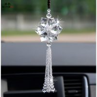 尚朴创意新款汽车挂件水晶女士车内饰品挂件车载挂饰小车内吊坠 纯洁白-(双层枫叶)