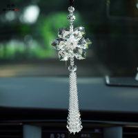 尚朴创意新款汽车挂件水晶女士车内饰品挂件车载挂饰小车内吊坠 纯洁白-[三层枫叶]