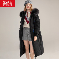 [设计师款]20年鹅绒羽绒服大毛领过膝长款秋冬加厚保暖女装外套