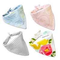 瀚贝儿(Hanbear) 宝宝口水巾 男童女童婴儿针织三角巾围兜l围嘴组合两条组合装外贸出口 45cm*31cm