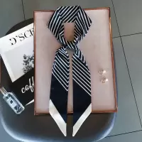 盛世尼曼韩版条纹细长条尖角小丝巾女士百搭气质新款学生丝巾飘带发带腰带