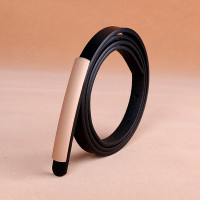 盛世尼曼装饰皮细腰带女百搭皮带配裙子连衣裙时尚简约小腰带金色扣