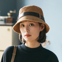 盛世尼曼帽子女秋冬渔夫帽女短檐韩版百搭春夏日系灯芯绒盆帽遮阳帽复古潮帽子