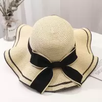 盛世尼曼海边度假帽子女草帽女夏天沙滩帽子拼色太阳帽女出游百搭帽子