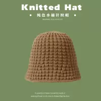 盛世尼曼日系ju显脸小的网红款毛线针织帽盆帽日系水桶帽女适合圆脸渔夫帽帽子