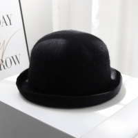 盛世尼曼澳洲毛呢翻沿盆帽女秋冬季日系小檐渔夫帽女英伦礼帽韩版贝雷帽帽子