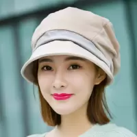 盛世尼曼帽子女秋冬天时尚鸭舌贝雷帽韩版百搭日系护耳保暖八角针织毛线帽