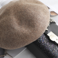 盛世尼曼皮边毛贝雷帽女网红款秋冬韩版潮日系百搭英伦复古春夏画家帽子