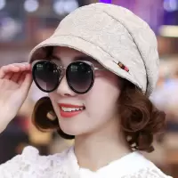 盛世尼曼帽子女秋春秋韩版蕾丝短檐贝雷帽日系纯色八角帽女中年时尚南瓜帽