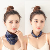 盛世尼曼春夏磁扣吊坠小丝巾项链懒人围脖薄款秋季脖子装饰珍珠小领巾方巾