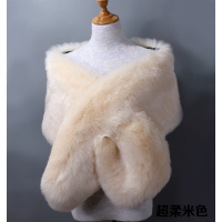 盛世尼曼冬季仿皮草狐狸毛毛大披肩女 舞台晚宴礼服斗篷围巾围脖假领子白