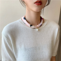 盛世尼曼春秋季磁扣丝巾项链懒人围巾吊坠薄款围脖国风颈链锁骨珍珠小领巾