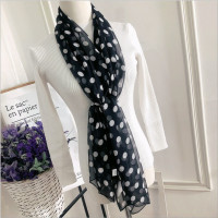 盛世尼曼春夏季薄透乔其纱丝巾波点黑白色圆点纱巾防晒文艺丝巾围巾女长款