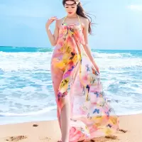 盛世尼曼韩版防晒丝巾女士春秋雪纺围巾海边沙滩巾薄纱巾两用超大披肩夏天