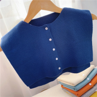 盛世尼曼带扣披肩斗篷外搭小披肩薄款搭肩春秋毛线针织披肩假领子护颈围脖