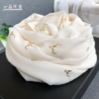 盛世尼曼2020新款围巾女棉麻春秋长款韩版百搭薄款冬季披肩围脖丝巾米色