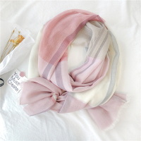 盛世尼曼随便一搭都是气质~ 软糯细腻 格纹百搭拼色围巾披肩仿丝巾女