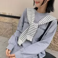 盛世尼曼秋季韩版针织小披肩女泫雅风学生装饰搭肩网红百搭打结围巾搭衬衣