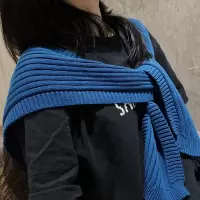 盛世尼曼春秋季毛线针织装饰小披肩夏季外搭网红打结女搭肩假两件护颈围巾