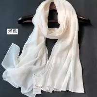 盛世尼曼围巾女棉麻春秋季韩版长款百搭纯色薄款披肩夏季防晒亚麻丝巾米色