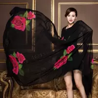 盛世尼曼2020夏季新款纱巾女百搭超大三米印花丝巾旅游拍照牡丹花围巾披肩