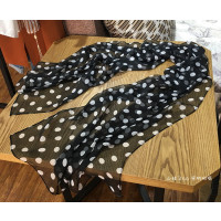 盛世尼曼春夏薄透乔其纱丝巾波点黑白色圆点纱巾防晒文艺披肩围巾女长款